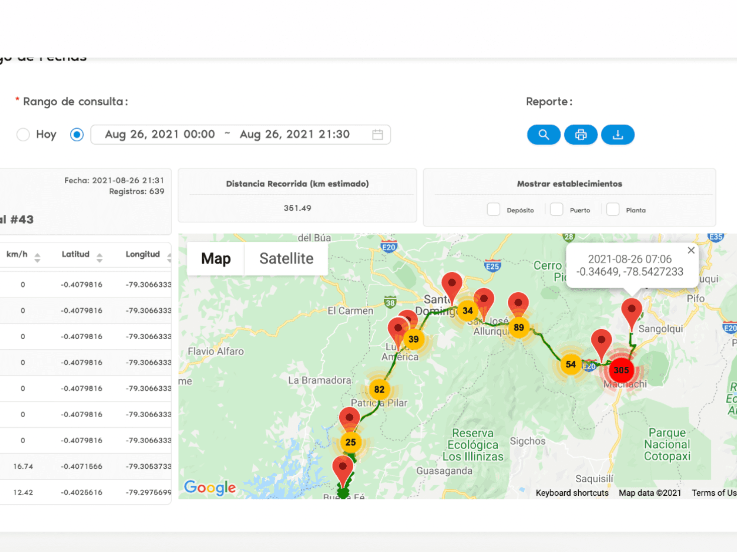 screenshot: Transpoint Óptimo